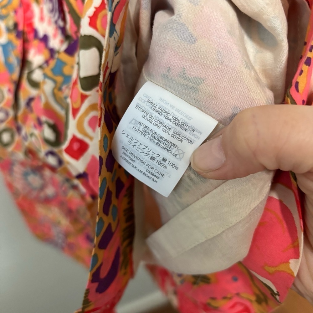 J. Crew Pink Cotton Classic Button Front Poplin Paisley Tie Waist Sundress NWOT - Picture 12 of 14